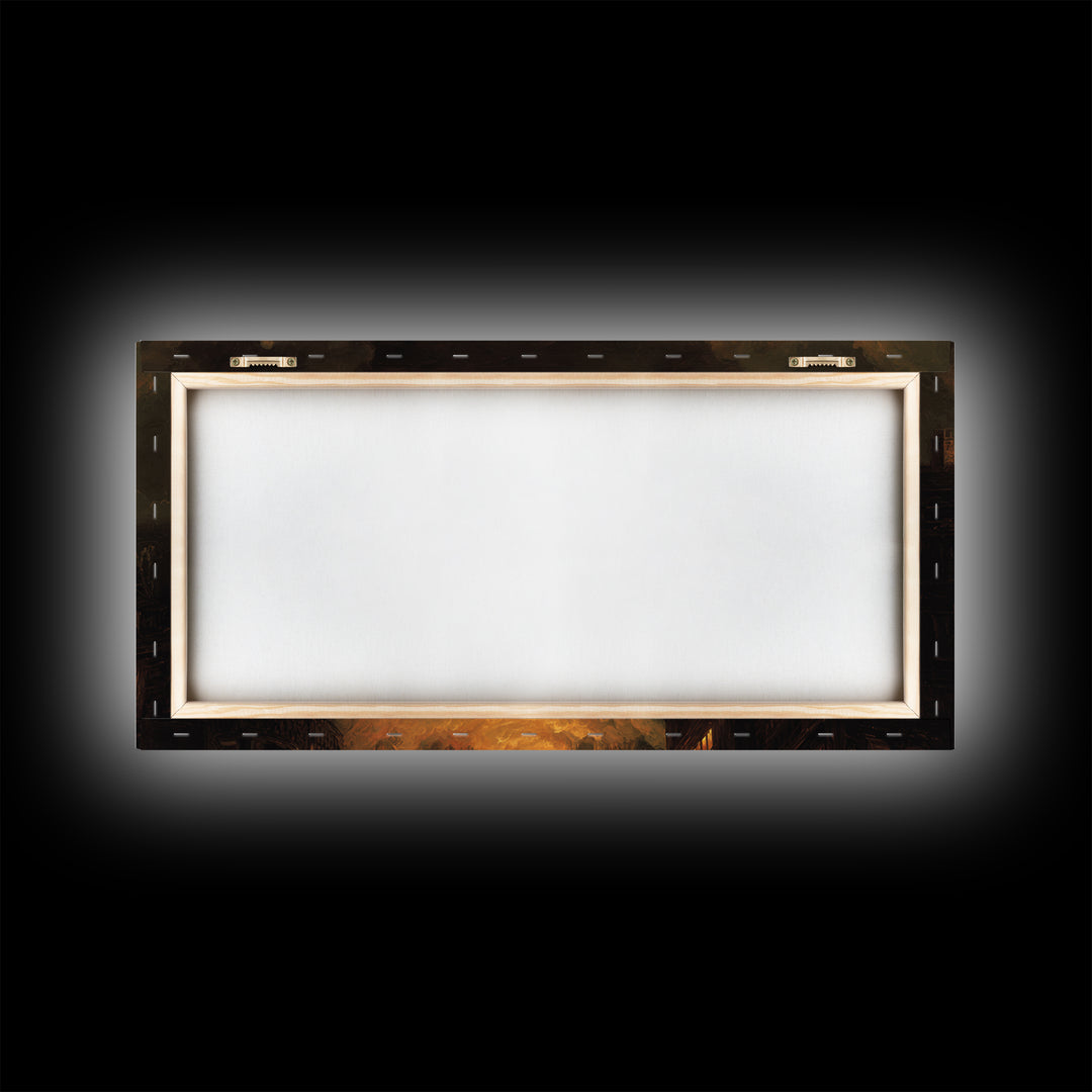 The Attic Whisperer, Apocalyptic Romantic Art, Wide Panoramic Art, Macabre Wall Art, Canvas Print, Halloween Wall Art, Statement Wall Art