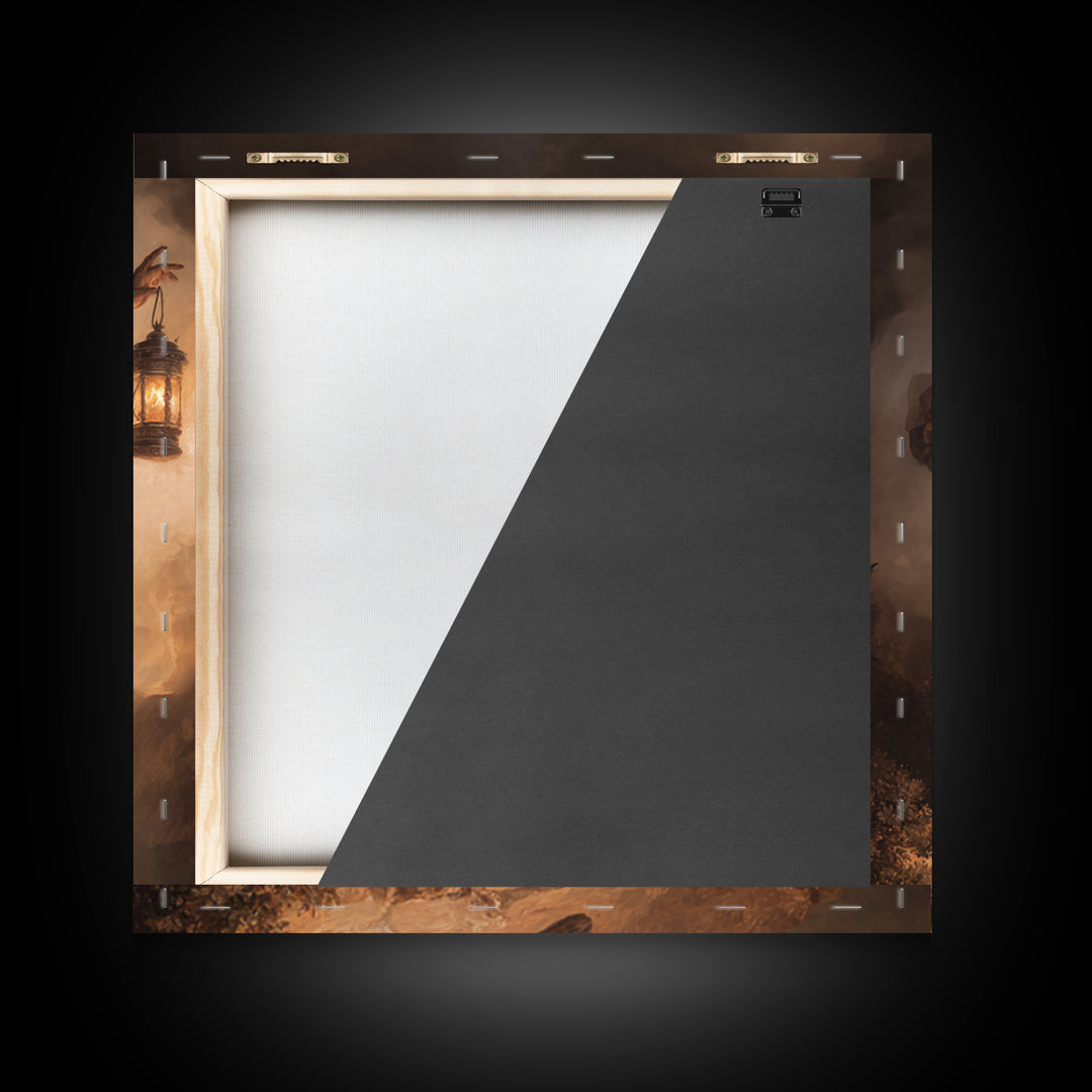 The Lantern Specter, Baroque Witchcraft Art, Square Wall Art, Dark Fantasy Wall Art, Framed Canvas Print, Halloween Wall Art