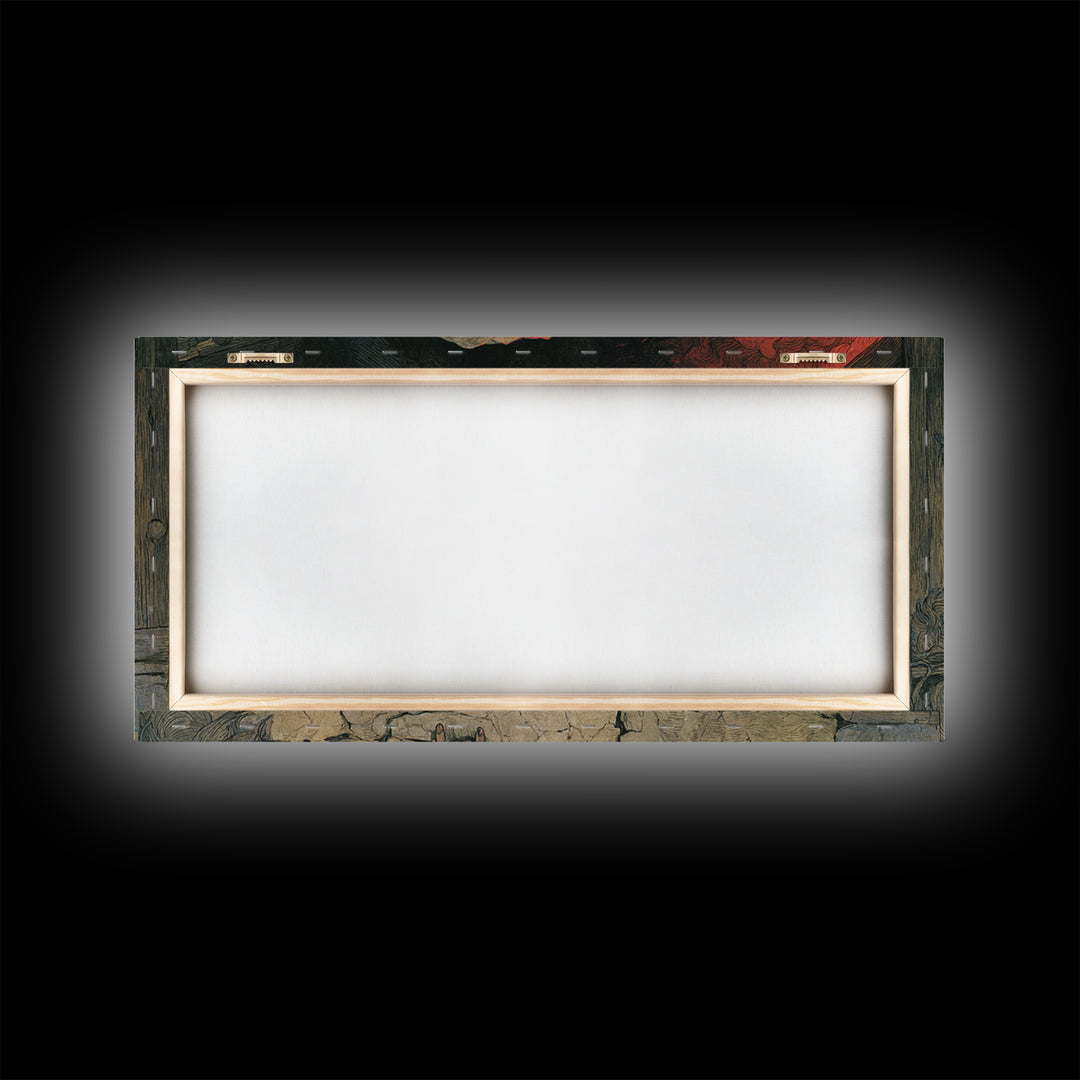 The Red-Eyed Night Hag, Dark Renaissance Art, Wide Panoramic Art, Dark Fantasy Wall Art, Framed Canvas Print, Halloween Wall Art
