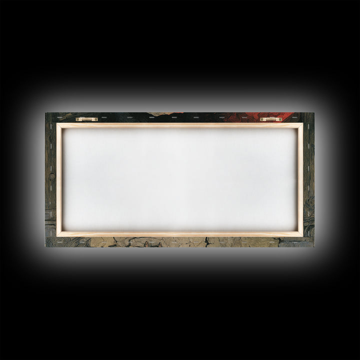 The Red-Eyed Night Hag, Dark Renaissance Art, Wide Panoramic Art, Dark Fantasy Wall Art, Framed Canvas Print, Halloween Wall Art