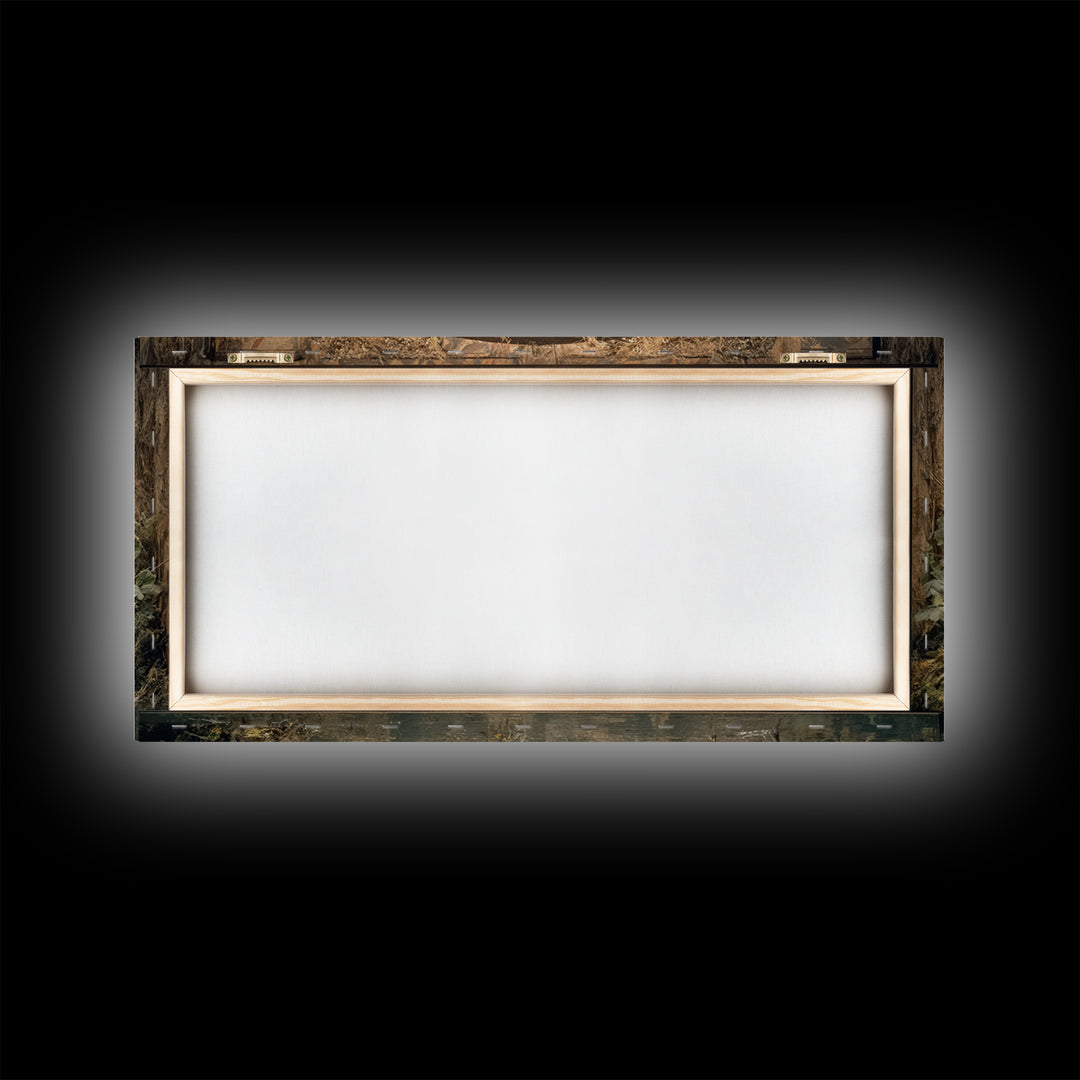 The Bog Mummy, Northern Renaissance Horror, Wide Panoramic Art, Dark Halloween Decor, Canvas Print, Halloween Wall Art
