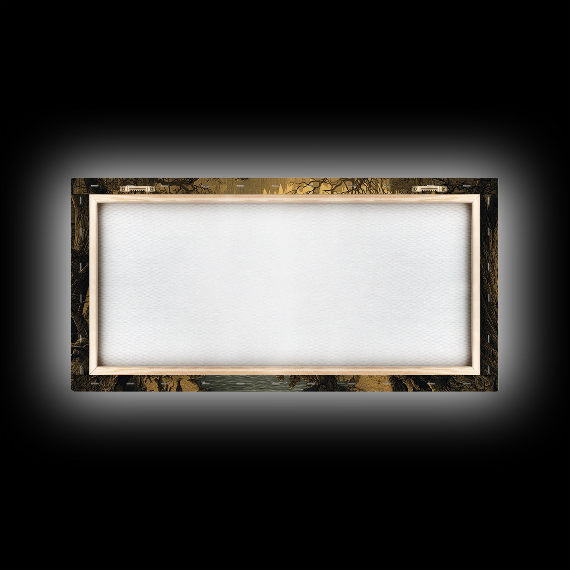 The Bridge Troll At Midnight, Northern Renaissance Horror, Wide Panoramic Art, Gothic Horror Wall Art, Framed Canvas Print