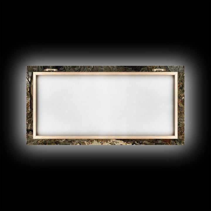 The Cave Oracle, Northern Renaissance Horror, Wide Panoramic Art, Gothic Horror Wall Art, Framed Canvas Print, Halloween Wall Art