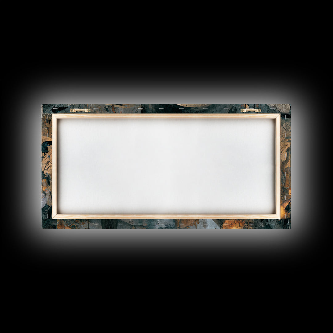 The Crossroads Spirit, Northern Renaissance Horror, Wide Panoramic Art, Macabre Wall Art, Framed Canvas Print, Halloween Wall Art