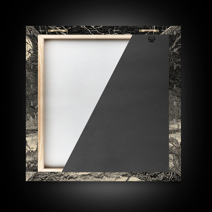 The Crossroads Spirit, Expressionist Nightmare Art, Square Wall Art, Dark Halloween Decor, Framed Canvas Print, Halloween Wall Art
