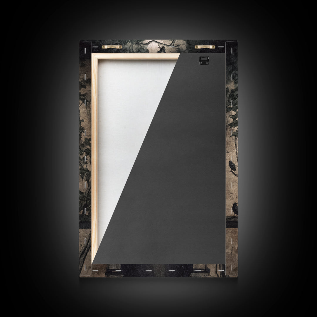 The Haunted Manor, Dark Symbolist Art, Vertical Wall Art, Dark Halloween Decor, Framed Canvas Print, Halloween Wall Art