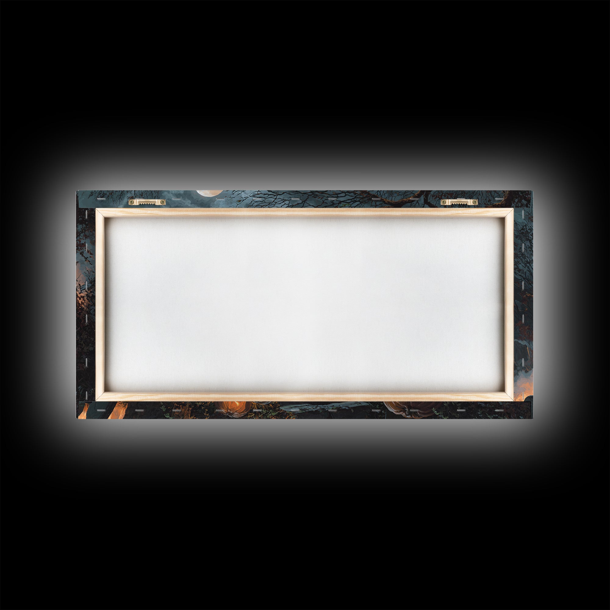 The Moonlit Cemetery, Apocalyptic Romantic Art, Wide Panoramic Art, Macabre Wall Art, Framed Canvas Print, Halloween Wall Art