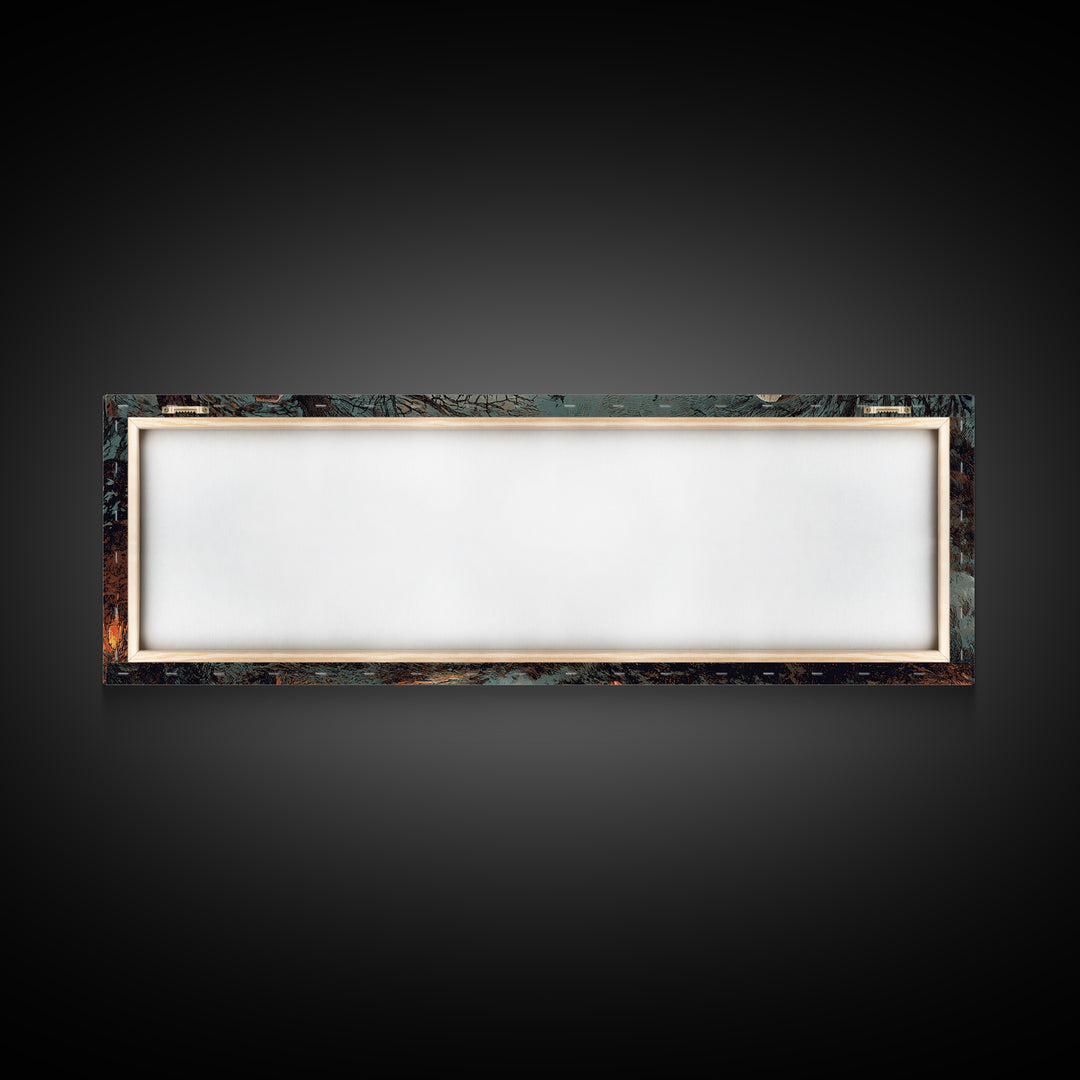 The Moonlit Cemetery, Decadent Gothic Art, Extra Wide Wall Art, Macabre Wall Art, Framed Canvas Print, Halloween Wall Art