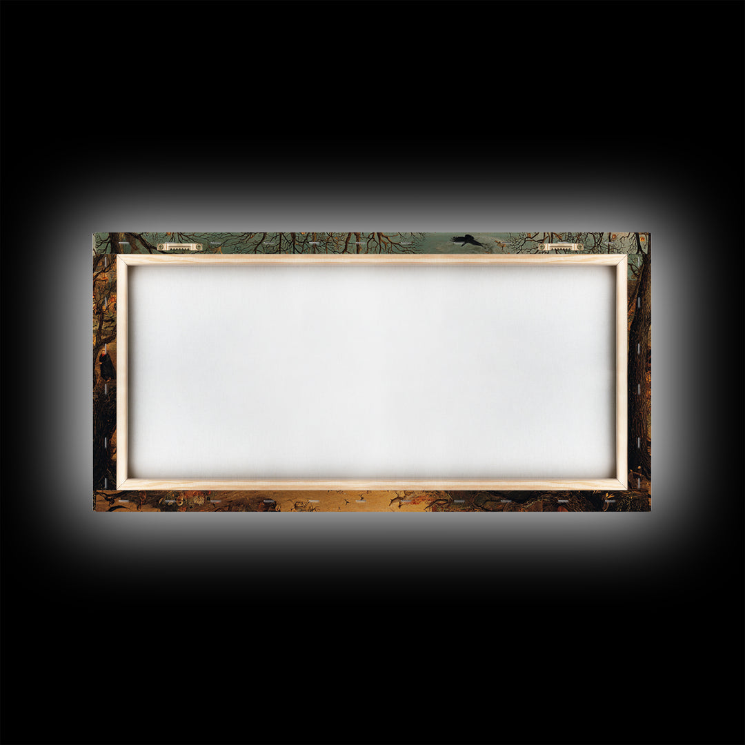 The Witch'S Forest, Northern Renaissance Horror, Wide Panoramic Art, Gothic Horror Wall Art, Framed Canvas Print