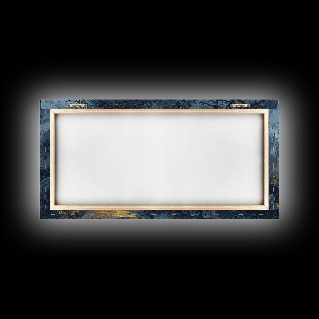 The Witch'S Forest, Macabre Folk Print Art, Wide Panoramic Art, Macabre Wall Art, Canvas Print, Halloween Wall Art