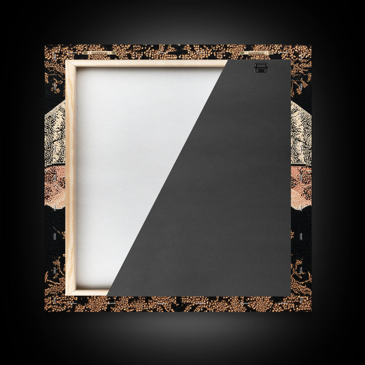 Moth with Skull Pattern on Black Ground Framed Canvas Print, Dark Art, Unique Wall Decor, Living Room Decor, Fine Art, Nocturne, DAR-1x1-39