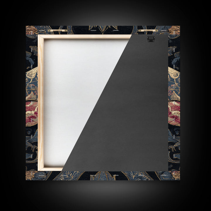 Moth with Skull Pattern on Black Ground Framed Canvas Print, Dark Art, Neutral Decor, Living Room Decor, Fine Art, Nocturne, DAR-1x1-63
