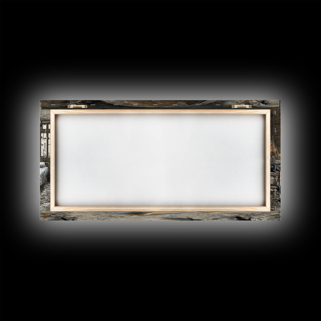 The Derelict Asylum, Northern Renaissance Horror, Wide Panoramic Art, Macabre Wall Art, Canvas Print, Halloween Wall Art