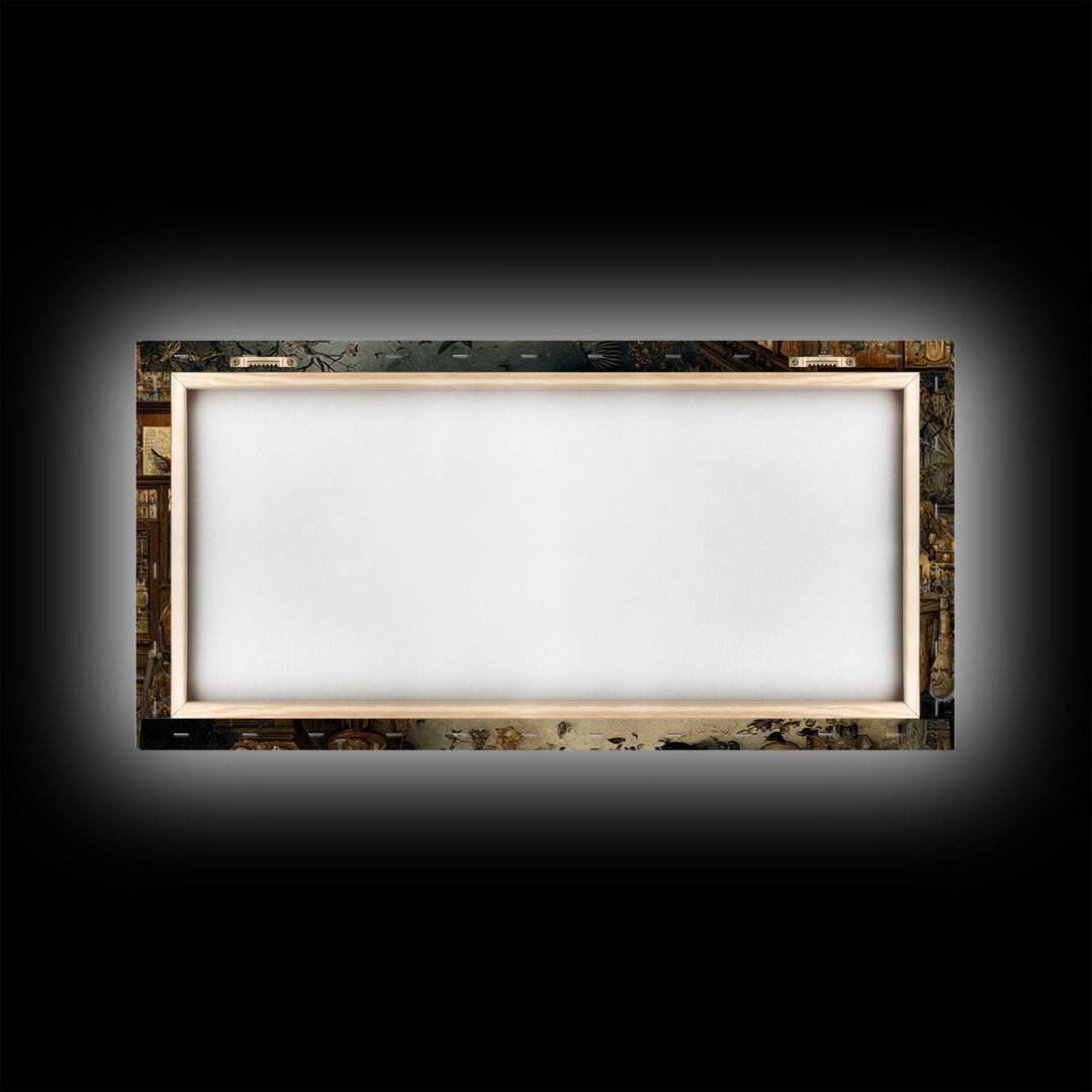 The Midnight Antique Shop, Northern Renaissance Horror, Wide Panoramic Art, Gothic Horror Wall Art, Canvas Print