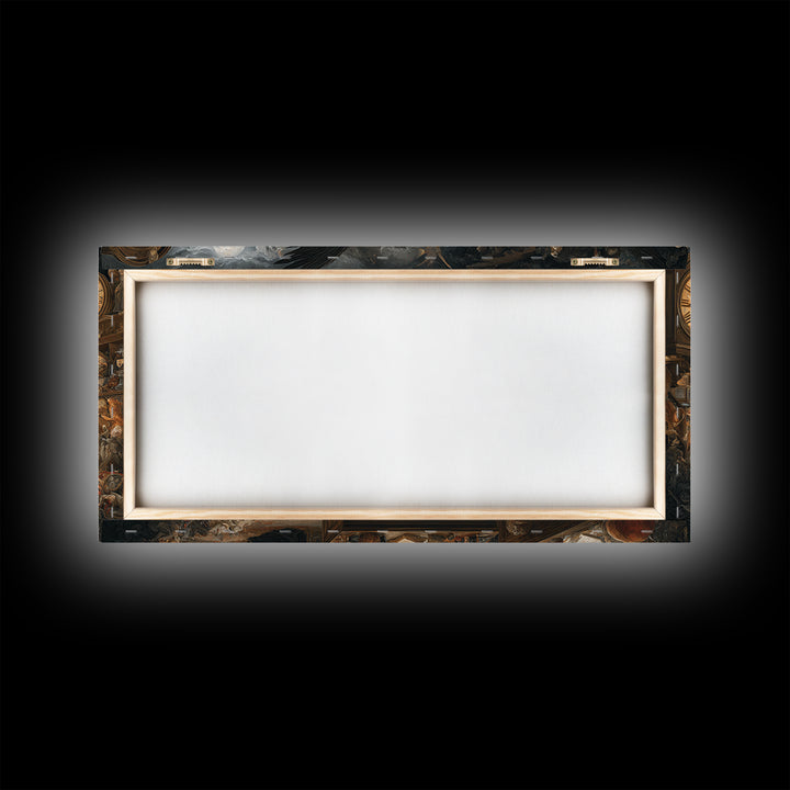 The Midnight Antique Shop, Visionary Gothic Art, Wide Panoramic Art, Gothic Horror Wall Art, Framed Canvas Print, Halloween Wall Art