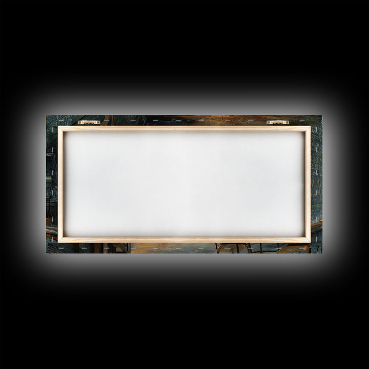 The Silent Schoolhouse, Apocalyptic Romantic Art, Wide Panoramic Art, Dark Halloween Decor, Framed Canvas Print, Halloween Wall Art