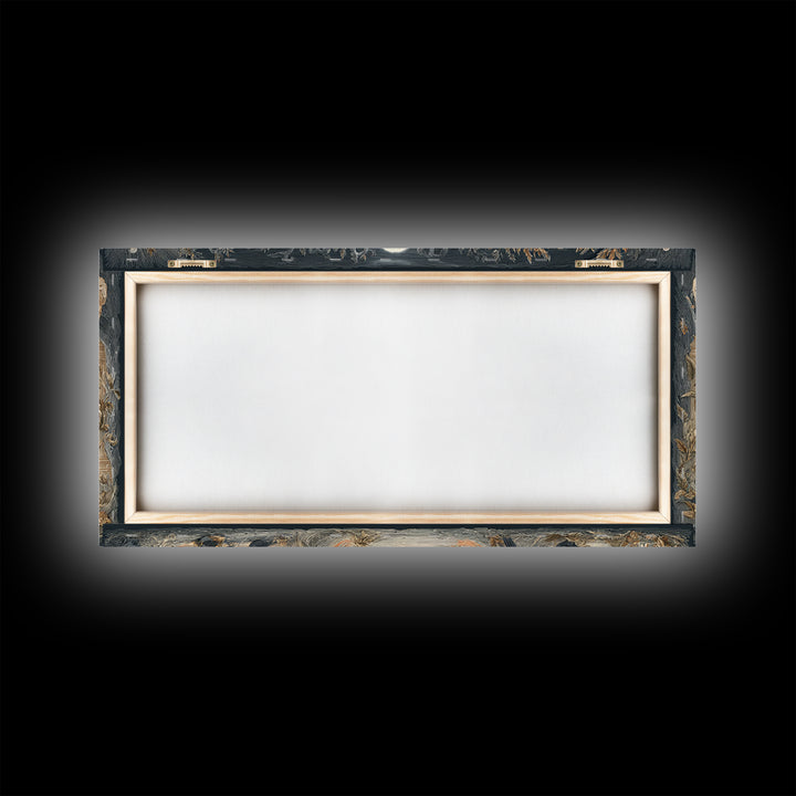 The Skeleton Orchestra, Visionary Gothic Art, Wide Panoramic Art, Dark Halloween Decor, Framed Canvas Print, Halloween Wall Art