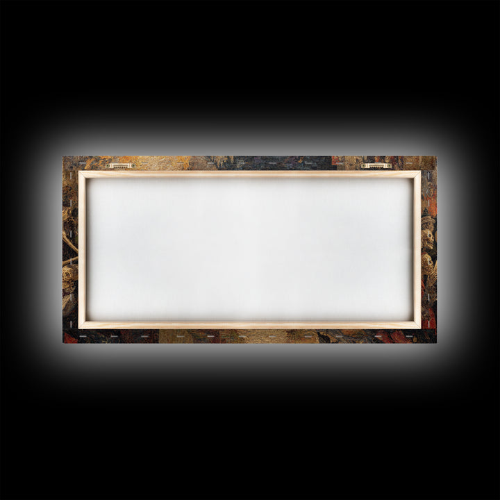 The Ghost Wedding, Grotesque Carnival Art, Wide Panoramic Art, Dark Halloween Decor, Framed Canvas Print, Halloween Wall Art