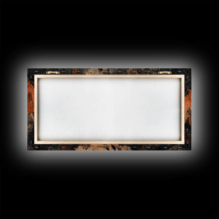 The Monster Parade, Dark Romantic Horror Art, Wide Panoramic Art, Macabre Wall Art, Framed Canvas Print, Halloween Wall Art