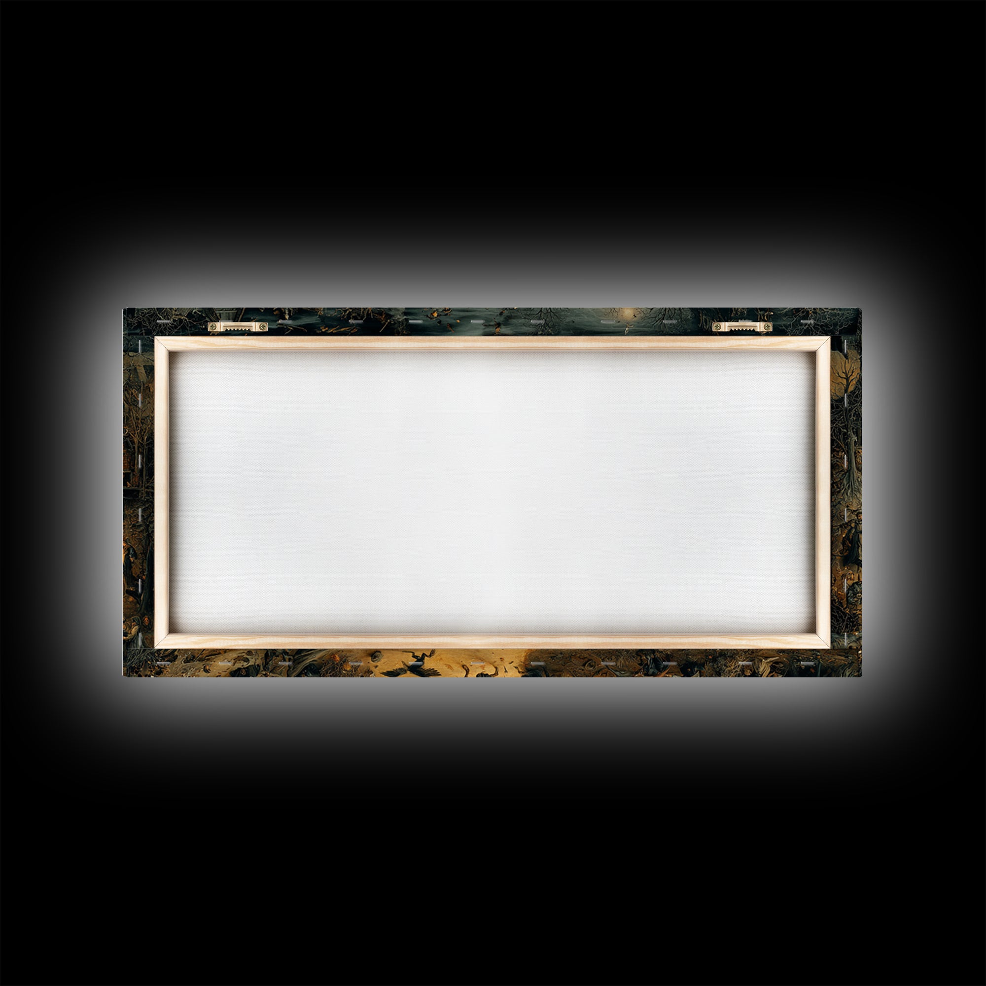 The Pumpkin-Carving Ritual, Northern Renaissance Horror, Wide Panoramic Art, Gothic Horror Wall Art, Framed Canvas Print