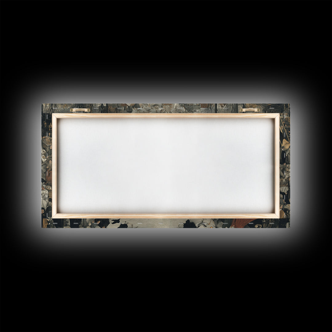 The Candlelit Seance, Northern Renaissance Horror, Wide Panoramic Art, Dark Halloween Decor, Canvas Print, Halloween Wall Art