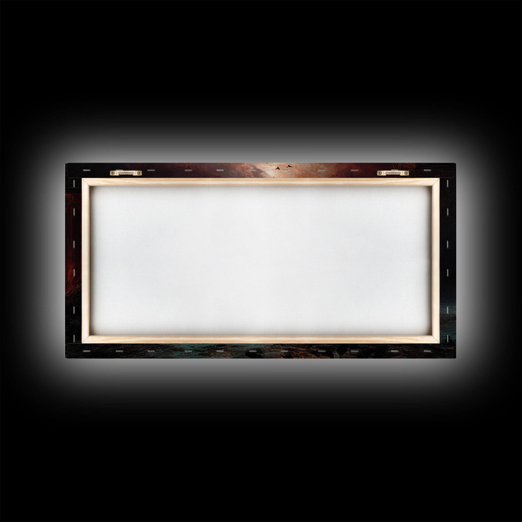The Raven Funeral, Apocalyptic Romantic Art, Wide Panoramic Art, Macabre Wall Art, Framed Canvas Print, Halloween Wall Art