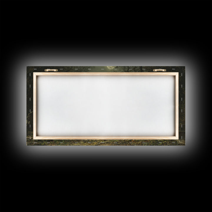 The Graveyard Dance, Ornate Symbolist Art, Wide Panoramic Art, Dark Fantasy Wall Art, Canvas Print, Halloween Wall Art