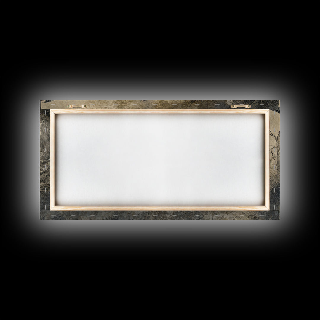 The Zombie Picnic, Symbolist Dream Art, Wide Panoramic Art, Macabre Wall Art, Framed Canvas Print, Halloween Wall Art