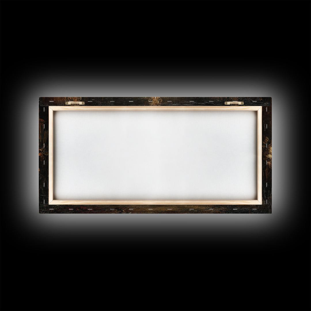 The Vampire Banquet, Dark Romantic Horror Art, Wide Panoramic Art, Dark Halloween Decor, Framed Canvas Print, Halloween Wall Art
