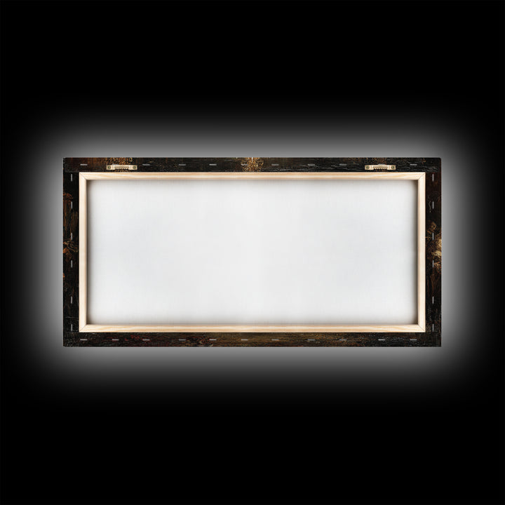 The Vampire Banquet, Dark Romantic Horror Art, Wide Panoramic Art, Dark Halloween Decor, Framed Canvas Print, Halloween Wall Art