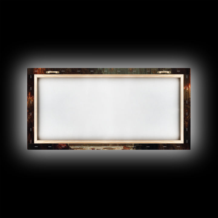 The Vampire Banquet, Apocalyptic Romantic Art, Wide Panoramic Art, Dark Fantasy Wall Art, Framed Canvas Print, Halloween Wall Art
