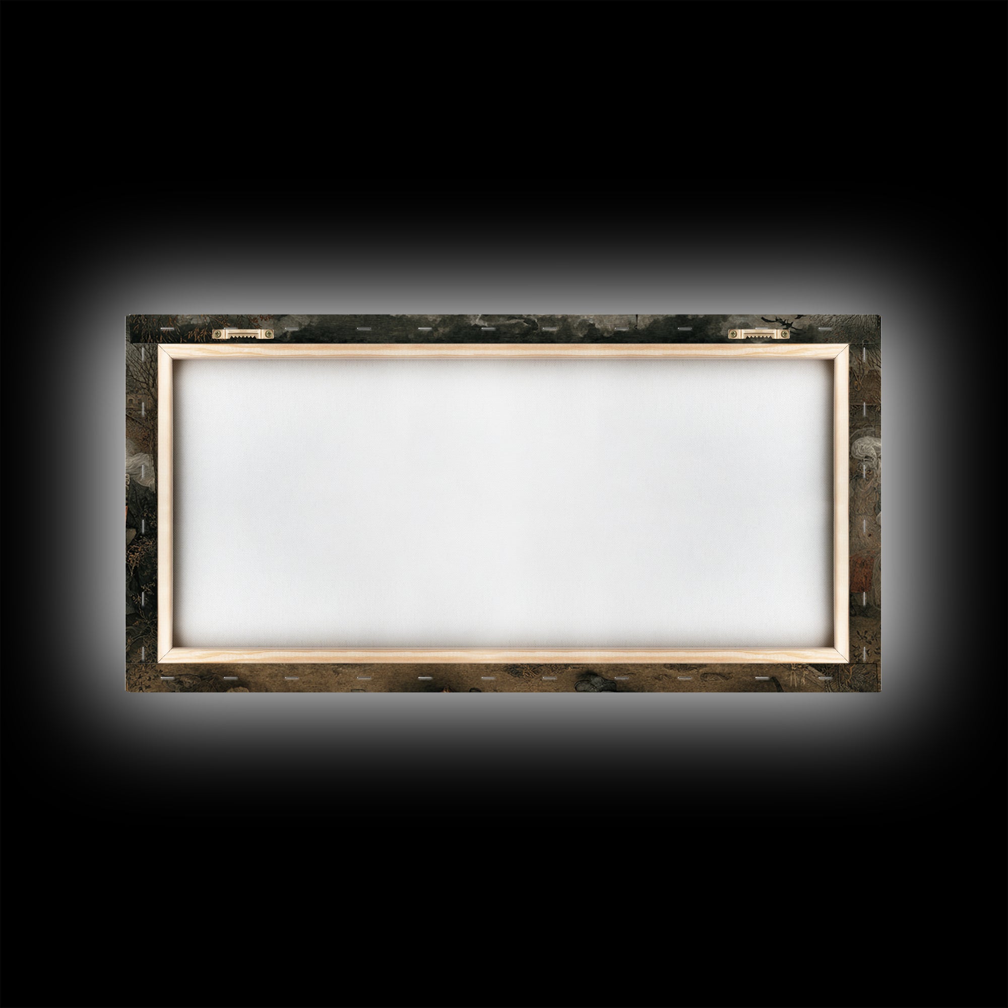 The Ghost Train Arrival, Northern Renaissance Horror, Wide Panoramic Art, Gothic Horror Wall Art, Framed Canvas Print
