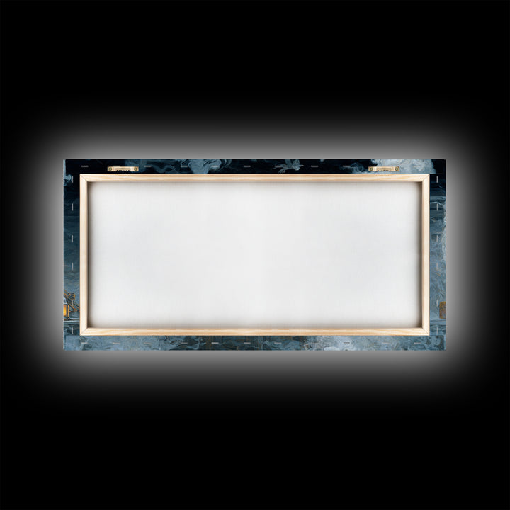 The Ghost Train Arrival, Visionary Gothic Art, Wide Panoramic Art, Dark Halloween Decor, Canvas Print, Halloween Wall Art