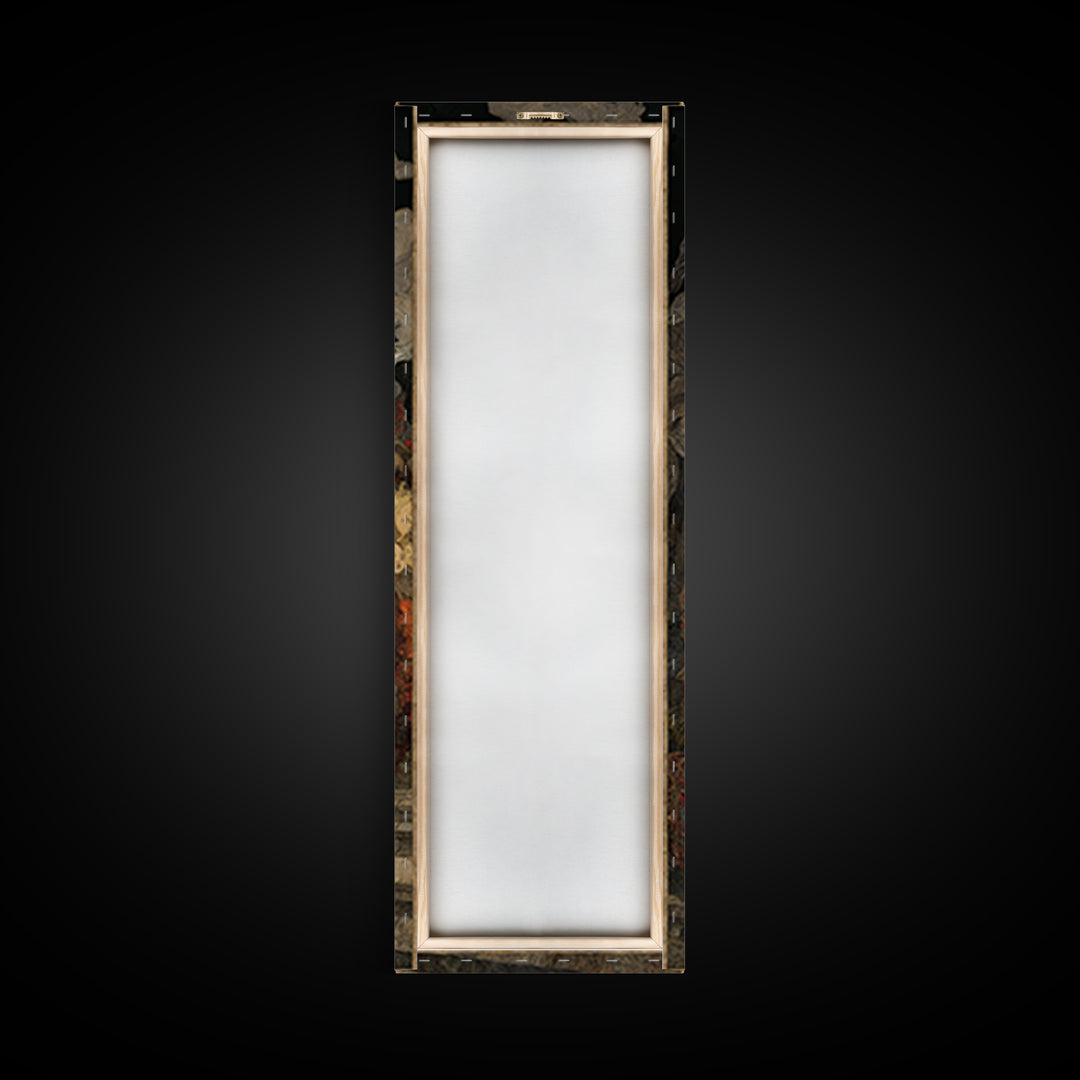 The Ghost Train Arrival, Stained Glass Gothic Art, Tall Narrow Wall Art, Macabre Wall Art, Canvas Print, Halloween Wall Art
