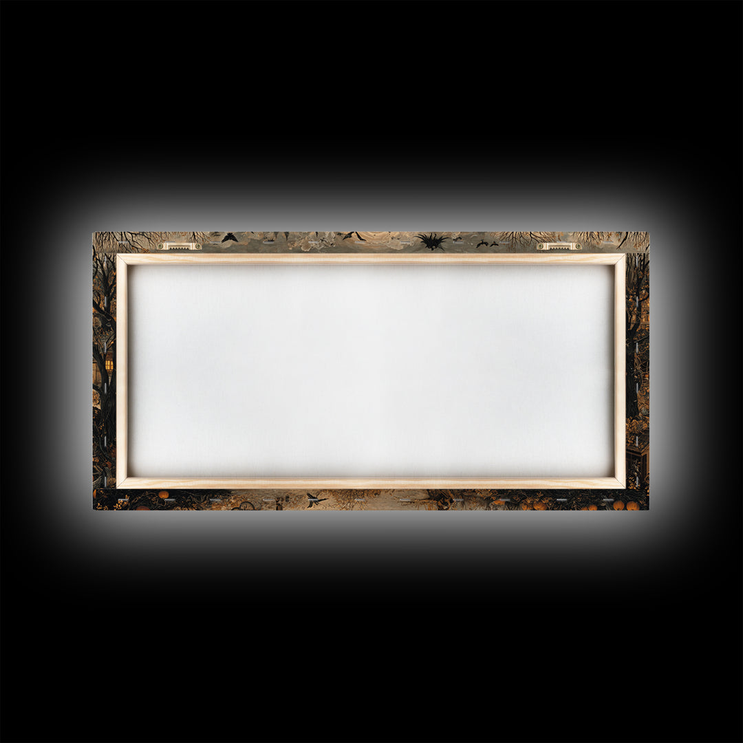 The First Frost Awakening, Northern Renaissance Horror, Wide Panoramic Art, Dark Fantasy Wall Art, Framed Canvas Print