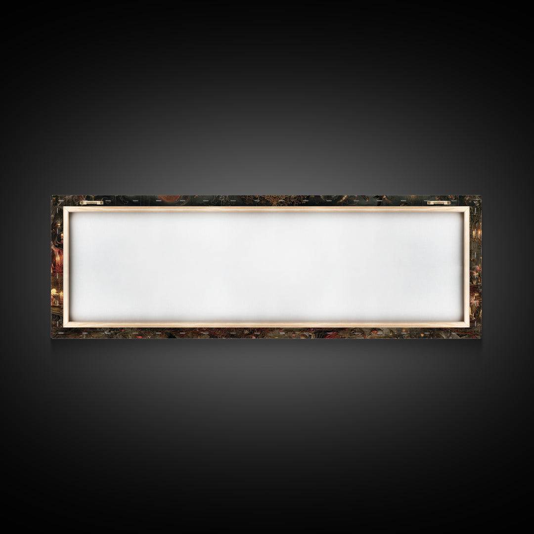 The Cursed Mirror, Medieval Grotesque Art, Extra Wide Wall Art, Dark Fantasy Wall Art, Canvas Print, Halloween Wall Art