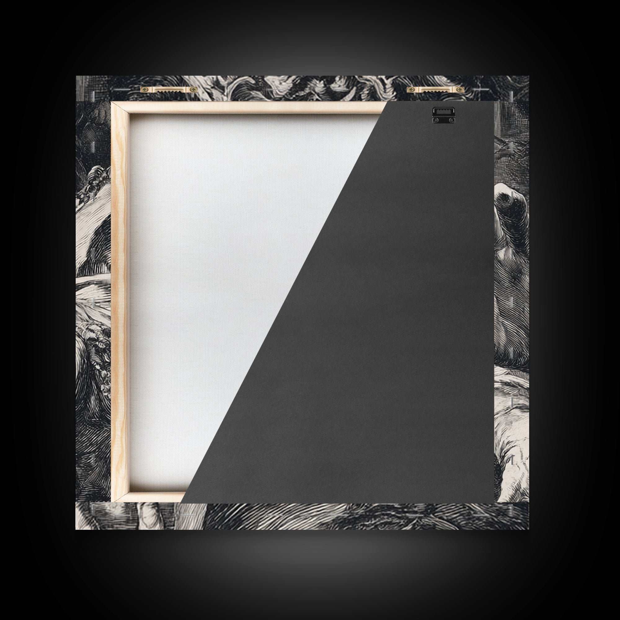 The Cursed Mirror, Renaissance Engraving Art, Square Wall Art, Gothic Horror Wall Art, Framed Canvas Print, Halloween Wall Art