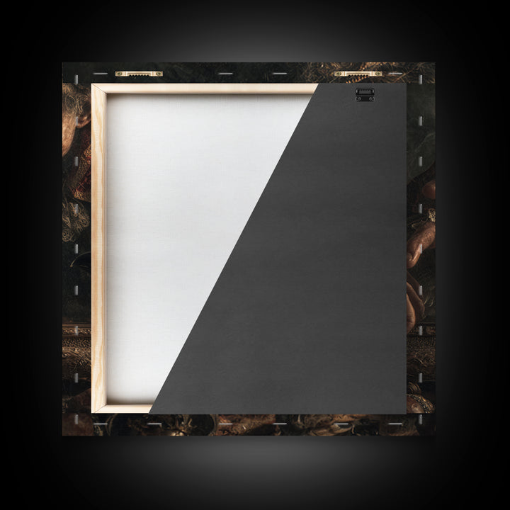 The Cursed Mirror, Baroque Witchcraft Art, Square Wall Art, Macabre Wall Art, Canvas Print, Halloween Wall Art, Gothic Home Decor