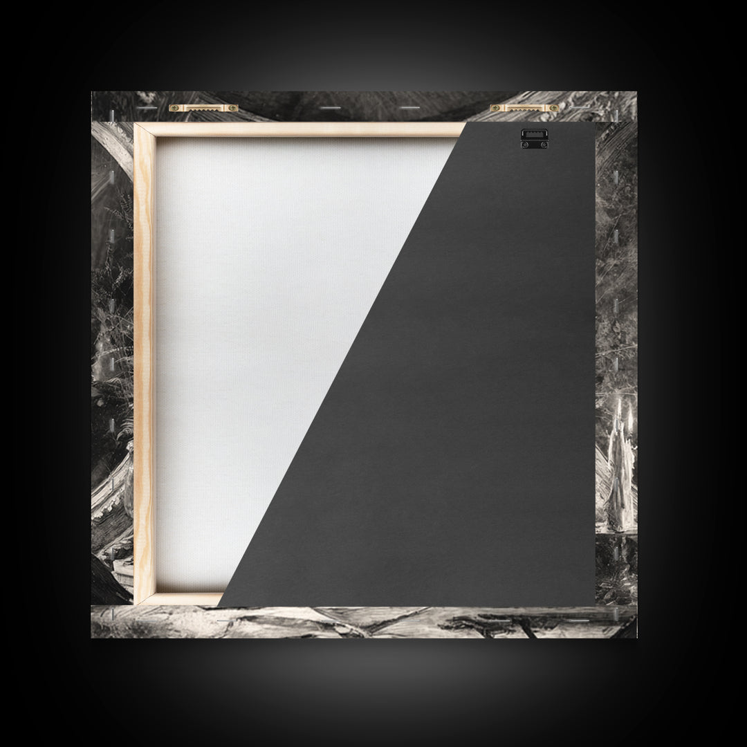The Cursed Mirror, Symbolist Dream Art, Square Wall Art, Dark Fantasy Wall Art, Canvas Print, Halloween Wall Art, Halloween Decor
