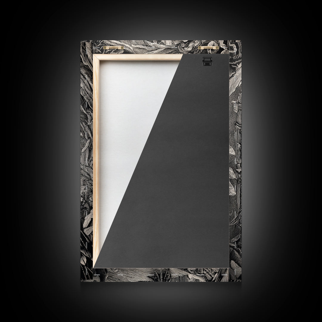 The Cursed Mirror, Victorian Macabre Art, Vertical Wall Art, Dark Halloween Decor, Framed Canvas Print, Halloween Wall Art