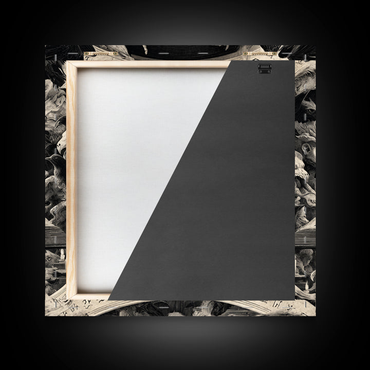 The Living Spellbook, Dark Symbolist Art, Square Wall Art, Dark Halloween Decor, Framed Canvas Print, Halloween Wall Art