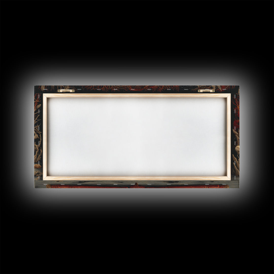 The Living Spellbook, Expressionist Nightmare Art, Wide Panoramic Art, Dark Fantasy Wall Art, Canvas Print, Halloween Wall Art