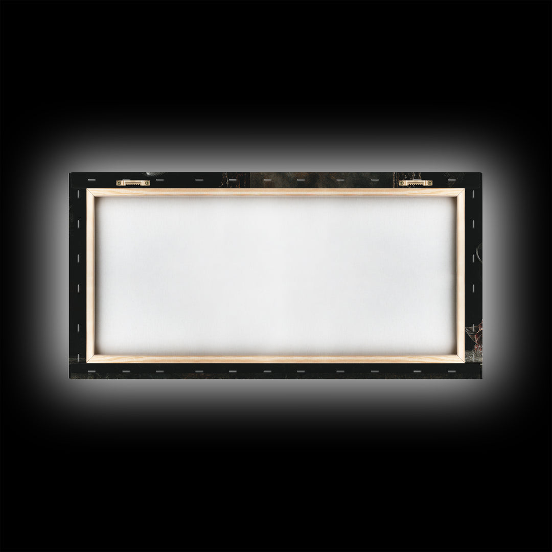 Candle Flame Reflecting Framed Canvas Print, Dark Art, Statement Artwork, Living Room Decor, Fine Art, Nocturne, Wall Decor, DAR-2x1-20