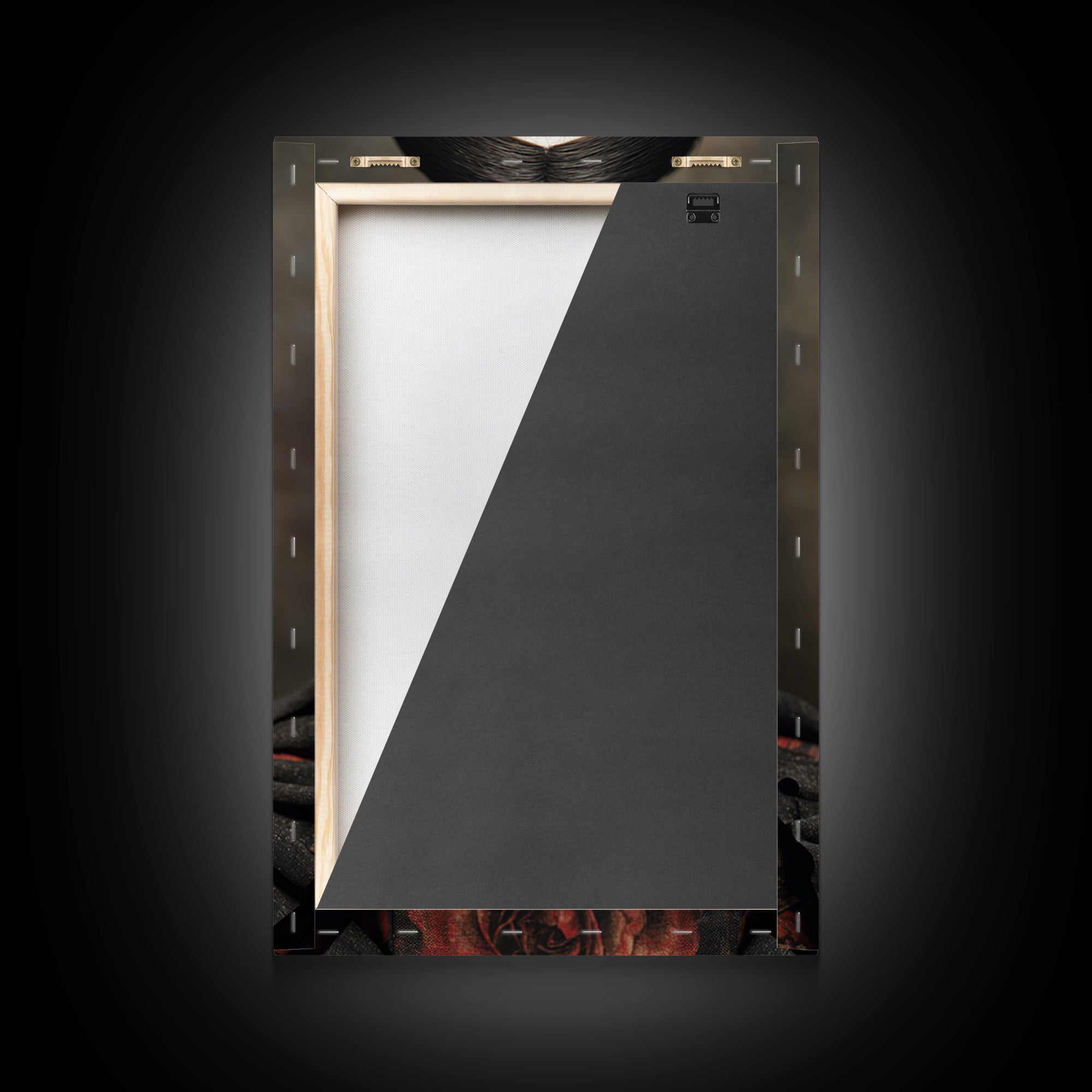 Cracked Porcelain Doll Portrait Framed Canvas Print, Dark Art, Digital Art, Living Room Decor, Nocturne, Unique Wall Decor, DAR-2x3-55