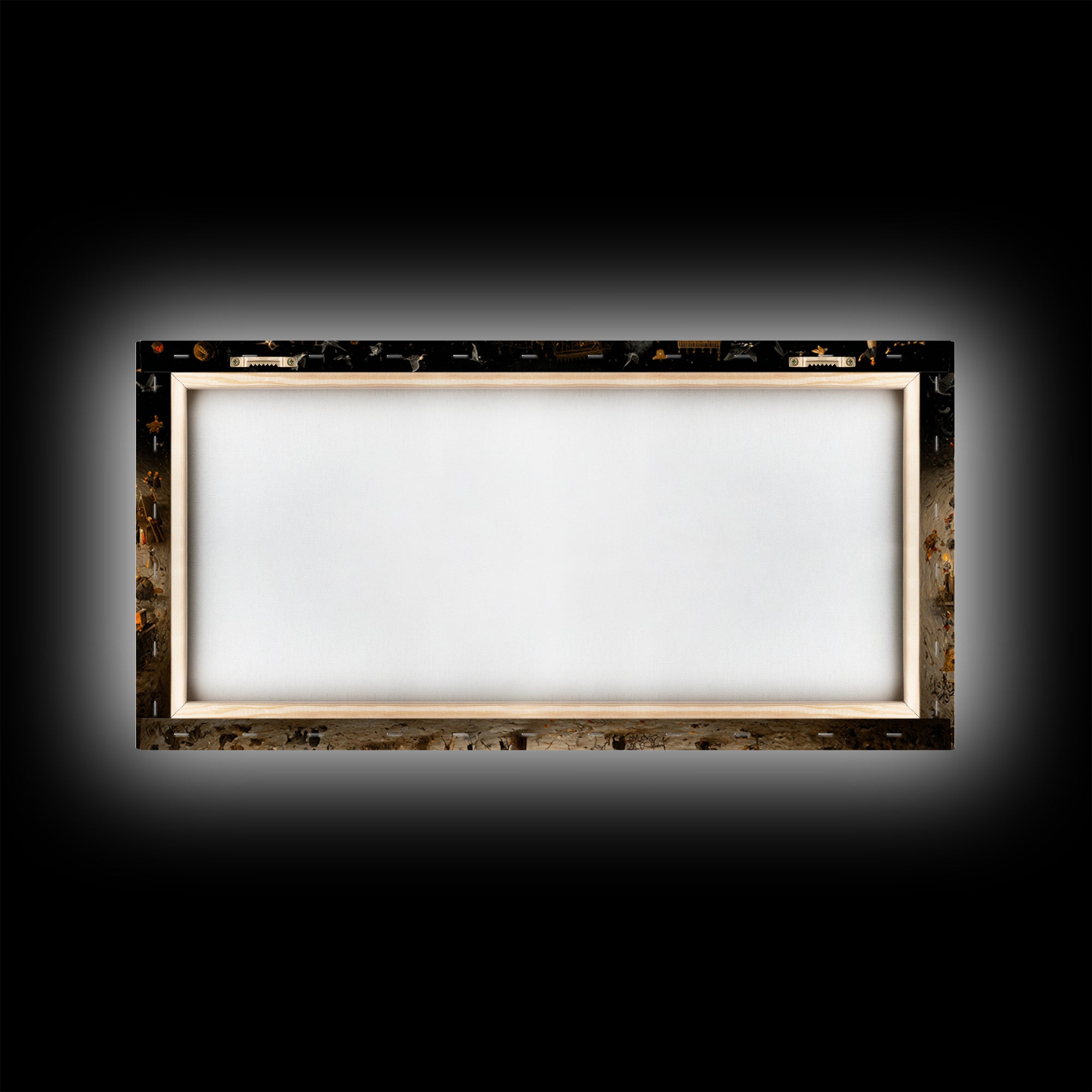 The Haunted Music Box, Northern Renaissance Horror, Wide Panoramic Art, Macabre Wall Art, Framed Canvas Print, Halloween Wall Art
