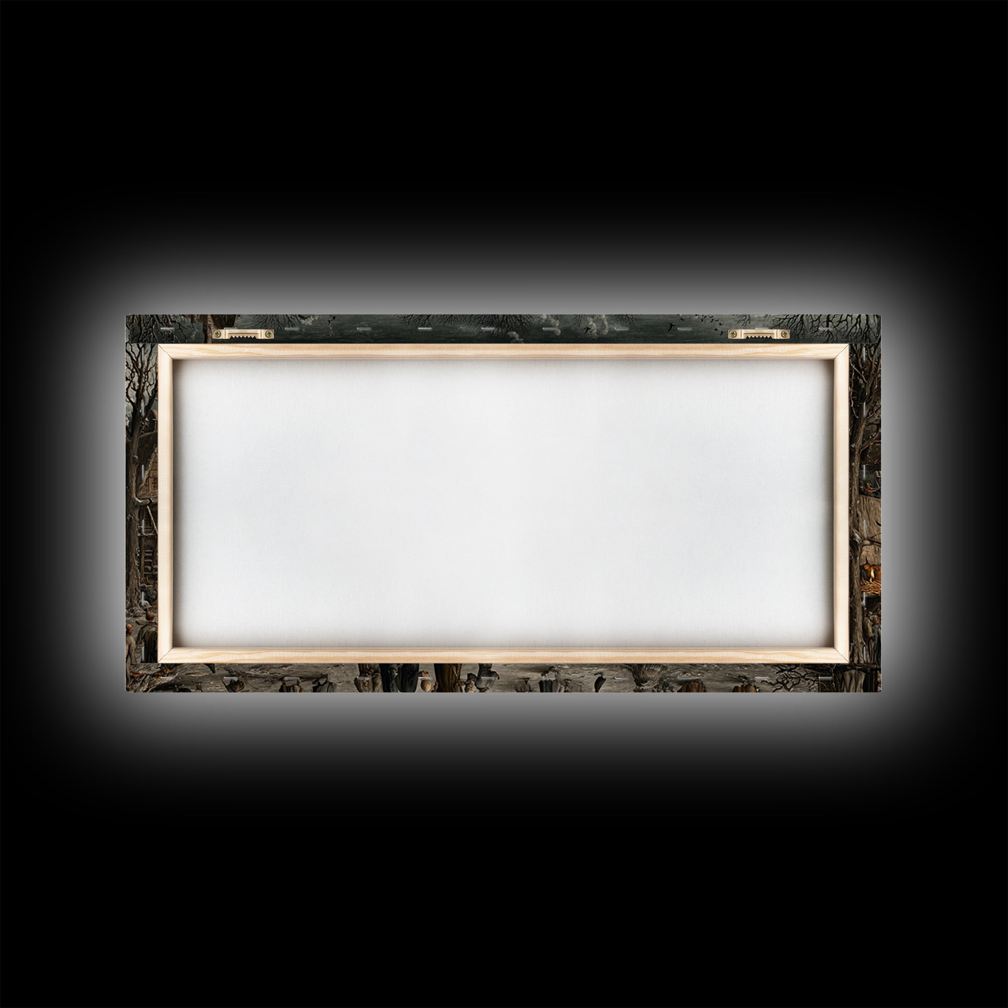 The Black Wax Candle, Northern Renaissance Horror, Wide Panoramic Art, Dark Halloween Decor, Framed Canvas Print