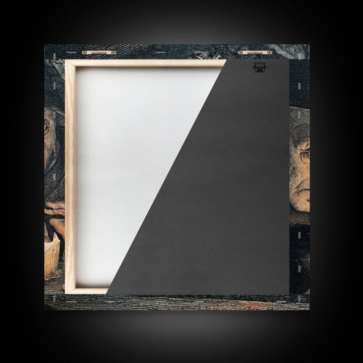 The Black Wax Candle, Danse Macabre Art, Square Wall Art, Dark Halloween Decor, Framed Canvas Print, Halloween Wall Art
