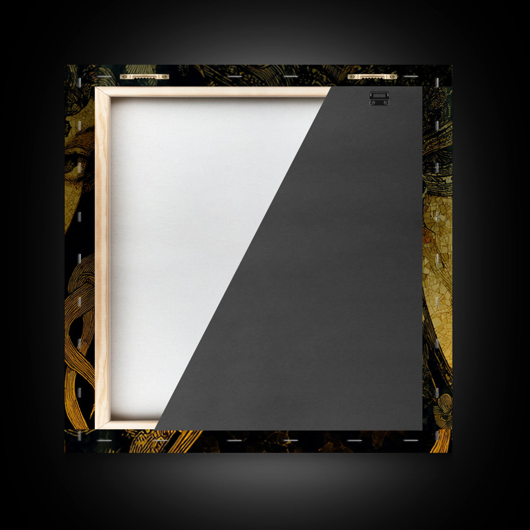 The Black Wax Candle, Stained Glass Gothic Art, Square Wall Art, Dark Fantasy Wall Art, Canvas Print, Halloween Wall Art