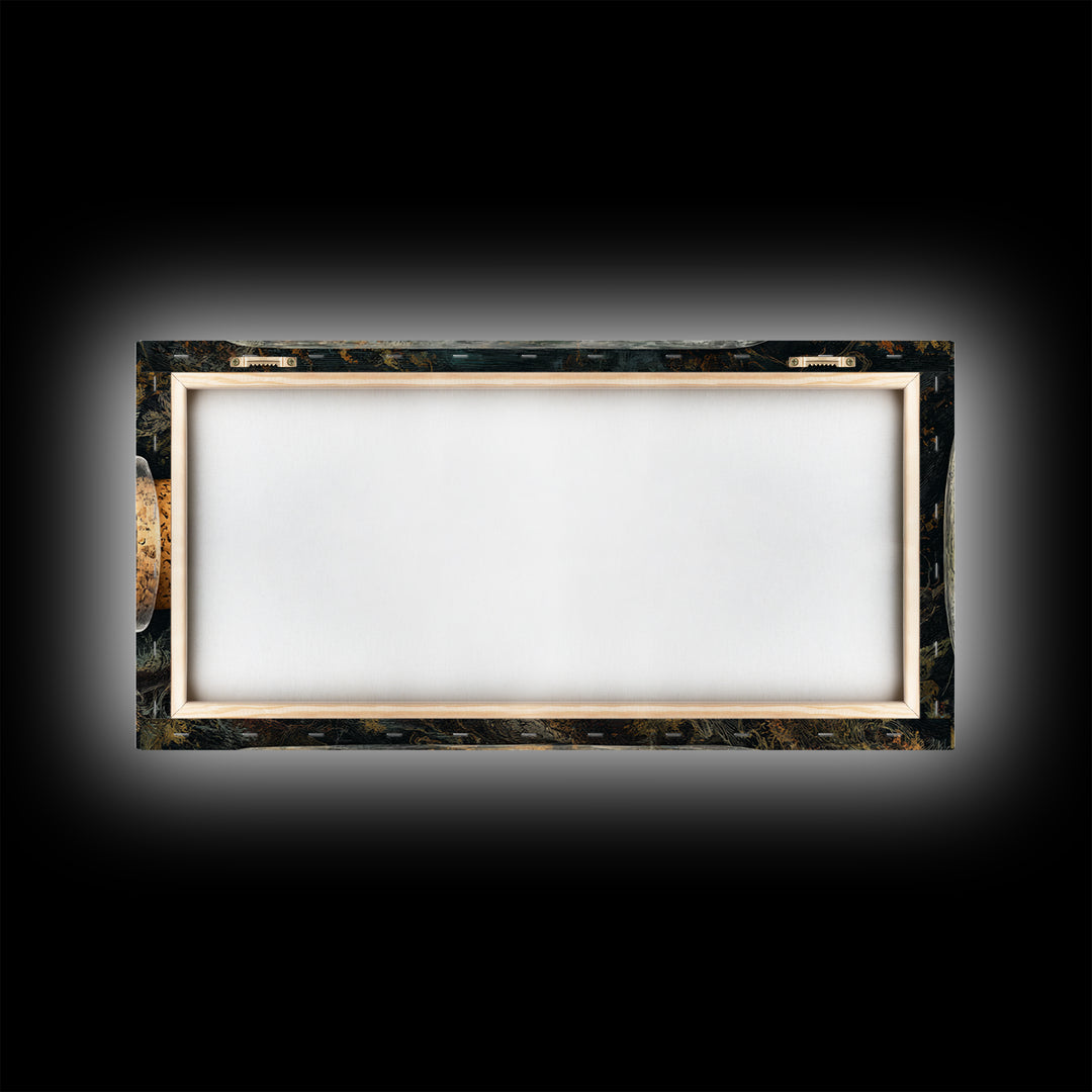 The Bottled Ghost, Northern Renaissance Horror, Wide Panoramic Art, Macabre Wall Art, Framed Canvas Print, Halloween Wall Art