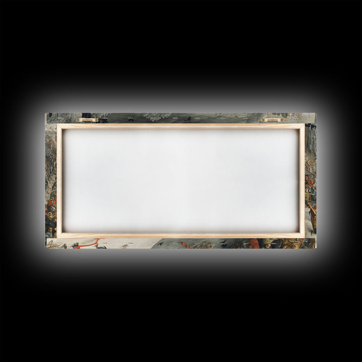 The Coffin Key, Northern Renaissance Horror, Wide Panoramic Art, Gothic Horror Wall Art, Framed Canvas Print, Halloween Wall Art